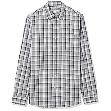 Men's Regular-Fit Long Sleeve Shirt - Grey Plaid