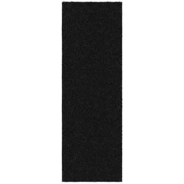 Ottomanson Indoor Solid Shag Design Rubber Back 2x5 Soft Pile Shag Runner Rug for Hallway, Entryway, Kitchen, Living Room, Bedroom, Bathroom, 20" x 59", Black