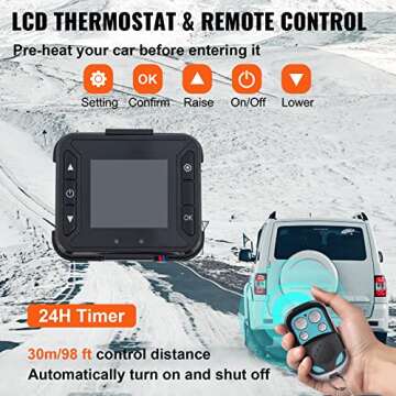 Happybuy 5KW Diesel Air Heater 10L Tank Diesel Heater 12V Diesel Parking Heater with LCD Thermostat Monitor & Remote Control for Trucks Boats Bus Car Motor-Homes Vehicle