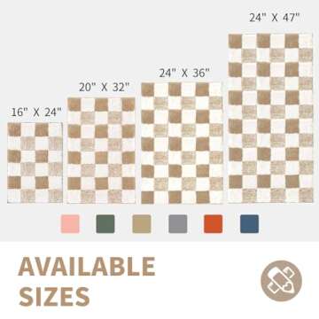 CozeCube Checkered Bath mats for Bathroom Non Slip, Fluffy Absorbent Microfiber Bath mat Washable, A...