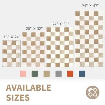 CozeCube Checkered Bath mats for Bathroom Non Slip, Fluffy Absorbent Microfiber Bath mat Washable, A...