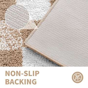CozeCube Checkered Bath mats for Bathroom Non Slip, Fluffy Absorbent Microfiber Bath mat Washable, Aesthetic Bathroom Rugs, Cute Bath mat for Shower Sink, Beige, 32" x 20"