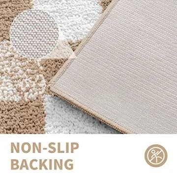 CozeCube Checkered Bath mats for Bathroom Non Slip, Fluffy Absorbent Microfiber Bath mat Washable, Aesthetic Bathroom Rugs, Cute Bath mat for Shower Sink, Beige, 32" x 20"