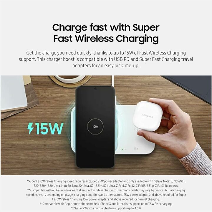 Fast Charge 2 Devices - Samsung 15W Wireless Charger