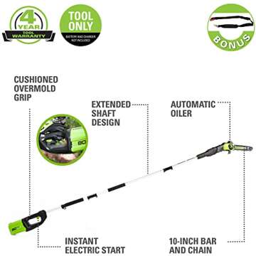 Greenworks 80V 10" Cordless Polesaw - The Ultimate Pruning Assistant