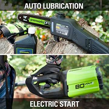 Greenworks 80V 10" Cordless Polesaw for Easy Trimming