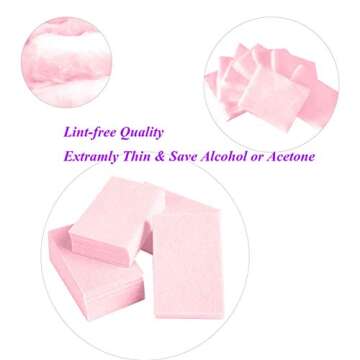 Aysekone 600 Pieces Pink Disposable Nail Art Gel Polish Remover Pads Bath Manicure Nail Wipes Cotton Napkins for Nail Art