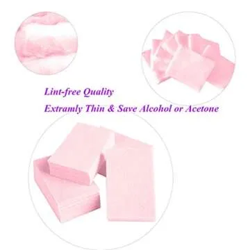 Aysekone 600 Pieces Pink Disposable Nail Art Gel Polish Remover Pads Bath Manicure Nail Wipes Cotton Napkins for Nail Art