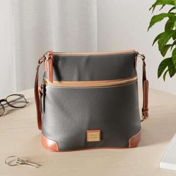 Dooney & Bourke Women's Crossbody in Pebble Grain Leather, Large Handbag with Adjustable Shoulder St...