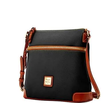 Dooney & Bourke Women's Crossbody in Pebble Grain Leather, Large Handbag with Adjustable Shoulder Strap, Black