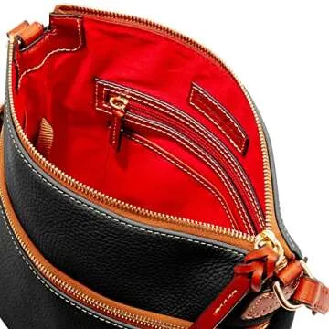 Dooney & Bourke Women's Crossbody in Pebble Grain Leather, Large Handbag with Adjustable Shoulder Strap, Black