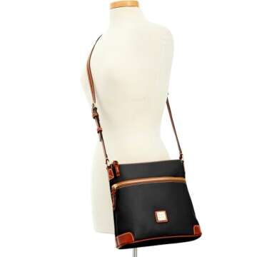 Dooney & Bourke Women's Crossbody in Pebble Grain Leather, Large Handbag with Adjustable Shoulder Strap, Black