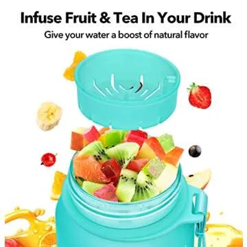 MEITAGIE Motivational Water Bottle with Time Marker and Fruit Strainer, Leak-Proof, BPA Free, Non-Toxic with Carrying Strap, Perfect for Fitness, Gym and Outdoor Sports