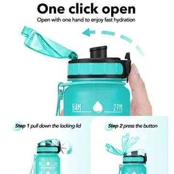 MEITAGIE Motivational Water Bottle with Time Marker and Fruit Strainer, Leak-Proof, BPA Free, Non-Toxic with Carrying Strap, Perfect for Fitness, Gym and Outdoor Sports