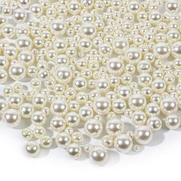 Pearl Beads, Anezus 800pcs Ivory Pearl Craft Beads Loose Pearls for Jewelry Making, Crafts, Decoration and Vase Filler (Assorted Sizes)