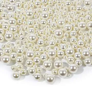Pearl Beads, Anezus 800pcs Ivory Pearl Craft Beads Loose Pearls for Jewelry Making, Crafts, Decoration and Vase Filler (Assorted Sizes)