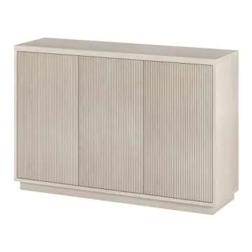 Henn&Hart 48" Wide Rectangular Buffet Table in Beech White, for Home, Living Room, Bedroom, Entertainment Room, Office