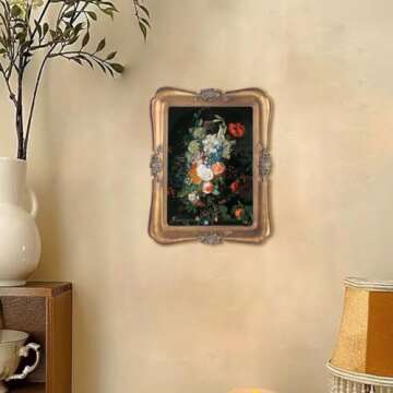 WINPLUS+ Vintage Picture Frame 5x7, Wall Mount and Tabletop Display, Art Gallery Gift (Antique Gold 5x7)