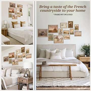 97 Decor Vintage Farmhouse Wall Decor - French Country Decor, Farmhouse Gallery Wall Art Prints, Light Vintage Wall Decor French Pictures, Neutral Cottagecore Coquette Decor for Bedroom (Unframed)