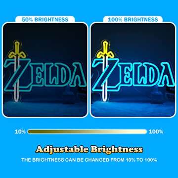 LOZ Neon Sign Gaming Neon Signs for Wall Dimmable LED Light Sign Game Room Decor Neon Light up Sign for Bedroom Boys Room Game Zone Wall Decor Gifts for Gamer Fans