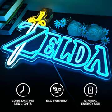 LOZ Neon Sign Gaming Neon Signs for Wall Dimmable LED Light Sign Game Room Decor Neon Light up Sign for Bedroom Boys Room Game Zone Wall Decor Gifts for Gamer Fans