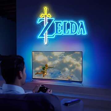 LOZ Neon Sign Gaming Neon Signs for Wall Dimmable LED Light Sign Game Room Decor Neon Light up Sign for Bedroom Boys Room Game Zone Wall Decor Gifts for Gamer Fans