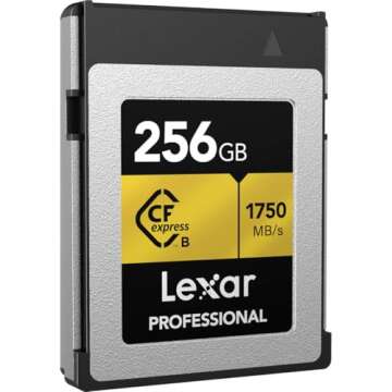 Lexar 256GB Professional CFexpress Type B Memory Card GOLD Series, Up To 1750MB/s Read, Raw 8K Video...