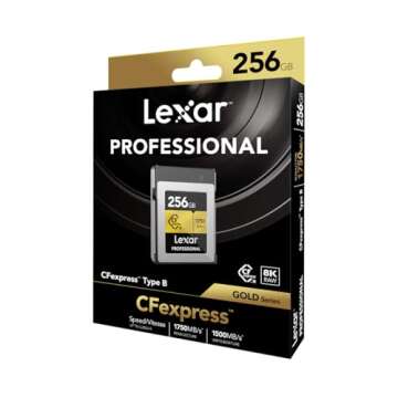 Lexar 256GB Professional CFexpress Type B Memory Card GOLD Series, Up To 1750MB/s Read, Raw 8K Video Recording, Supports PCIe 3.0 and NVMe (LCXEXPR256G-RNENG)
