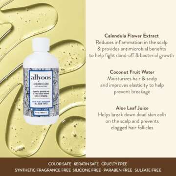 Allyoos A Quick Clean, Hair Rinse, Removes Sweat, Oil & Buildup From Scalp & Hair, No Suds, Dry Shampoo Alternative, Balances Scalp, Sulfate-Free
