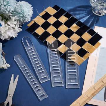 BENECREAT Acrylic Weaving Needles, 1.5/2/ 2.5/ 3cm Clear Knitting Board Fabric Strip Weaving Tools for Fabric Pattern Knitting Arts & Crafts Making