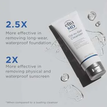 EltaMD Oil-In-Gel Facial Cleanser, Daily Gentle Face Cleanser, Removes Long-Wear Makeup, Sunscreen, and Sweat, Cleansing Oil For Face, 3.4 oz Tube