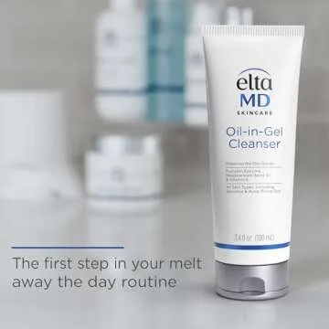 EltaMD Oil-In-Gel Facial Cleanser, Daily Gentle Face Cleanser, Removes Long-Wear Makeup, Sunscreen, and Sweat, Cleansing Oil For Face, 3.4 oz Tube