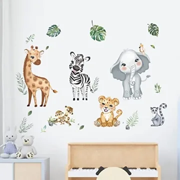 decalmile Jungle Animals Wall Decals for Kids Room Decor