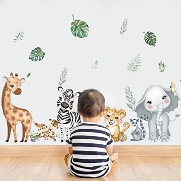 decalmile Jungle Animals Wall Decals for Kids Room Decor