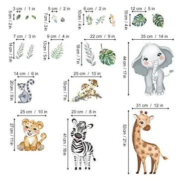 decalmile Jungle Animals Wall Decals for Kids Room Decor