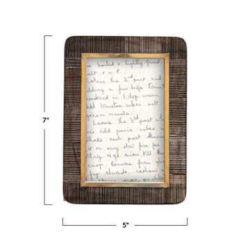 Creative Co-Op Hand-Carved Horn Brass Border, Black & Natural (Holds 4" x 6" Photo) Frame