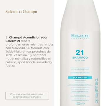 Salerm Hydrating Shampoo 21 - Silk Protein for Dry Hair Care - 1000 ml