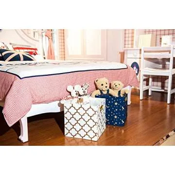 Posprica Collapsible Storage Bins,11×11 Fabric Storage Baskets, Set of 4, Cream-Gold Lantern