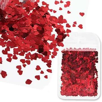 Heart Nail Art Decals Red Heart Nail Sequins Holographic Sweet Love Heart Nail Glitter Flakes Shining Sequin for Nail Art Paillette Manicure 3D DIY Nail Art Decorations 1Bags (Red)