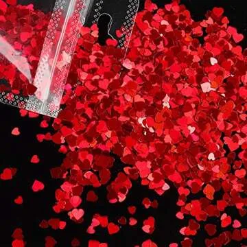 Heart Nail Art Decals Red Heart Nail Sequins Holographic Sweet Love Heart Nail Glitter Flakes Shining Sequin for Nail Art Paillette Manicure 3D DIY Nail Art Decorations 1Bags (Red)