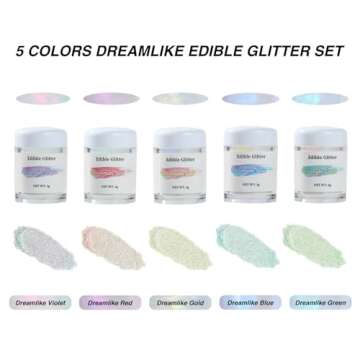 Edible Glitter 5 Colors Set,SkyVue Edible Luster Dust Iridescent Vegan Gluten Nut Free Rainbow Drink...