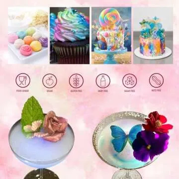 Edible Glitter 5 Colors Set,SkyVue Edible Luster Dust Iridescent Vegan Gluten Nut Free Rainbow Drink Shimmer Food Grade Metallic Powder for Cake,Cocktails Champagne Beverages Decoration - 3g/Bottle