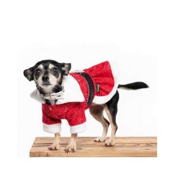 Fitwarm Sparkly Santa Dog Costume, Fancy Dog Christmas Outfit for Small Dogs Girl, Holiday Santa Claus Sweater Dress, Festive Pet Clothes, Red, Large