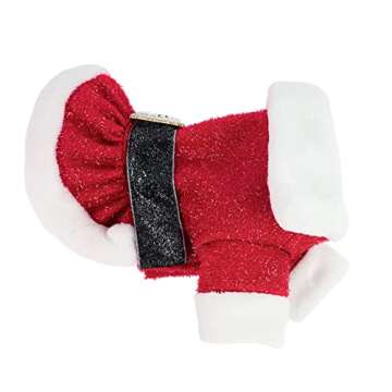 Fitwarm Sparkly Santa Dog Costume, Fancy Dog Christmas Outfit for Small Dogs Girl, Holiday Santa Claus Sweater Dress, Festive Pet Clothes, Red, Large