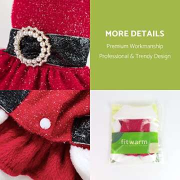 Fitwarm Sparkly Santa Dog Costume, Fancy Dog Christmas Outfit for Small Dogs Girl, Holiday Santa Claus Sweater Dress, Festive Pet Clothes, Red, Large