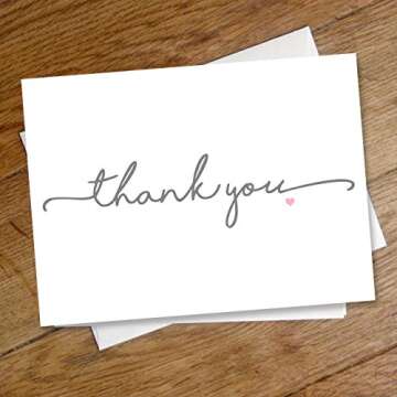 Thanks From The Heart Thank You Note Card Pack / 36 Thanks Greeting Cards With White Envelopes / 3 1/2" x 4 7/8" Generic Hearts Appreciation Blank Cards
