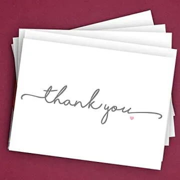 Thanks From The Heart Thank You Note Card Pack / 36 Thanks Greeting Cards With White Envelopes / 3 1/2" x 4 7/8" Generic Hearts Appreciation Blank Cards