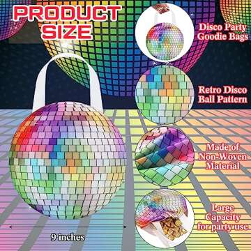 Shihanee 24 Pcs Disco Party Favor Bags Disco Dance Themed Birthday Party Goody Candy Bags Non Woven Gift Handbag for 70s 80s 90s Favor Supplies
