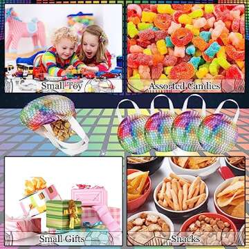 Shihanee 24 Pcs Disco Party Favor Bags Disco Dance Themed Birthday Party Goody Candy Bags Non Woven Gift Handbag for 70s 80s 90s Favor Supplies