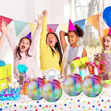 Shihanee 24 Pcs Disco Party Favor Bags Disco Dance Themed Birthday Party Goody Candy Bags Non Woven Gift Handbag for 70s 80s 90s Favor Supplies